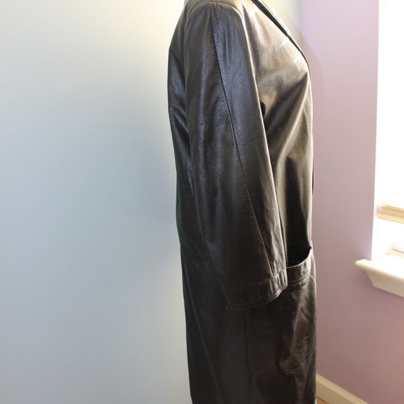 π€ VINTAGE Genuine Leather Coat Black Womens Petite Small - Picture 9 of 15